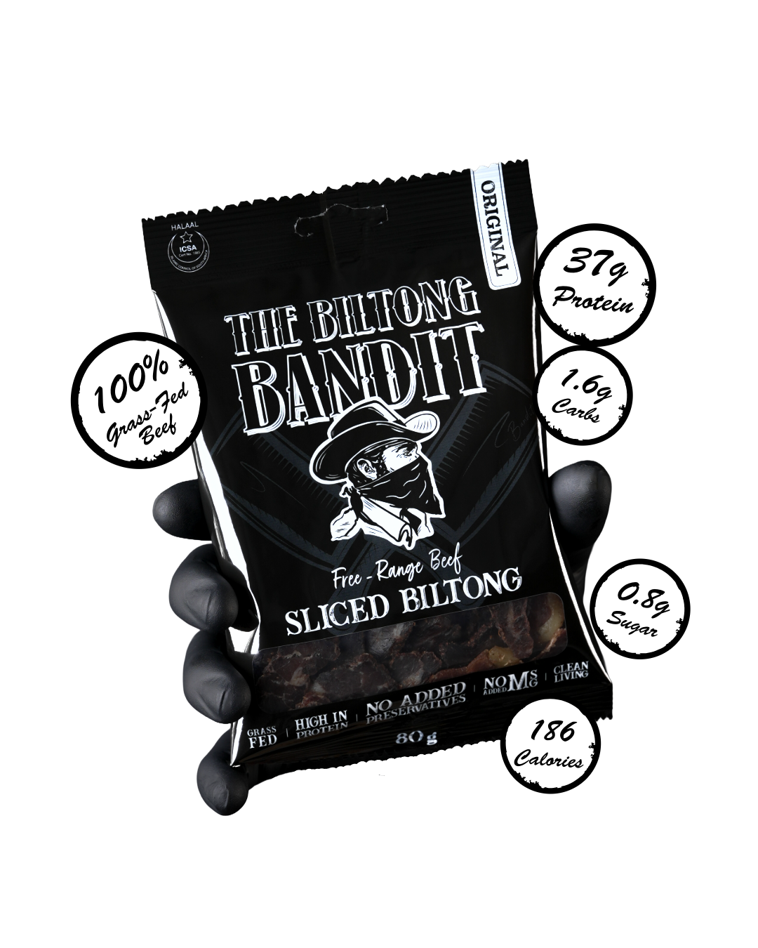 Free-Range Original Sliced Beef Biltong | Grass-Fed 80g